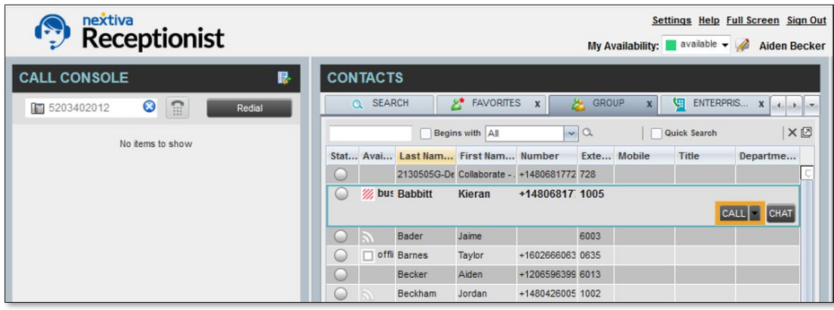 Nextiva Receptionist Dashboard