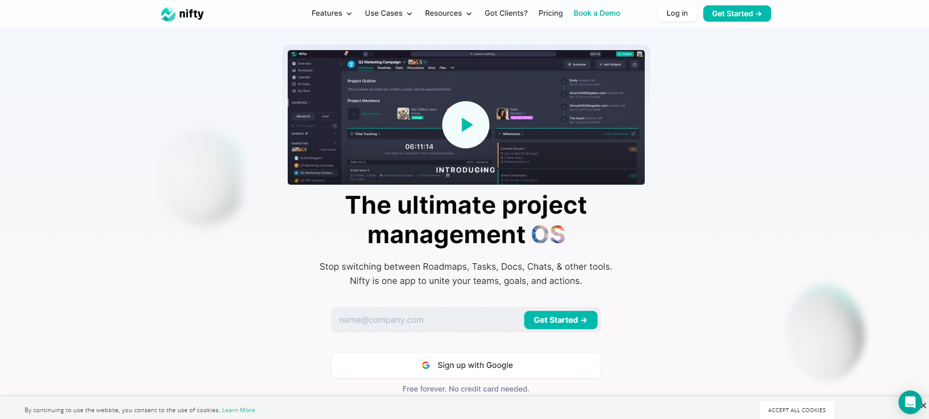 Nifty, one of the best project planning tools