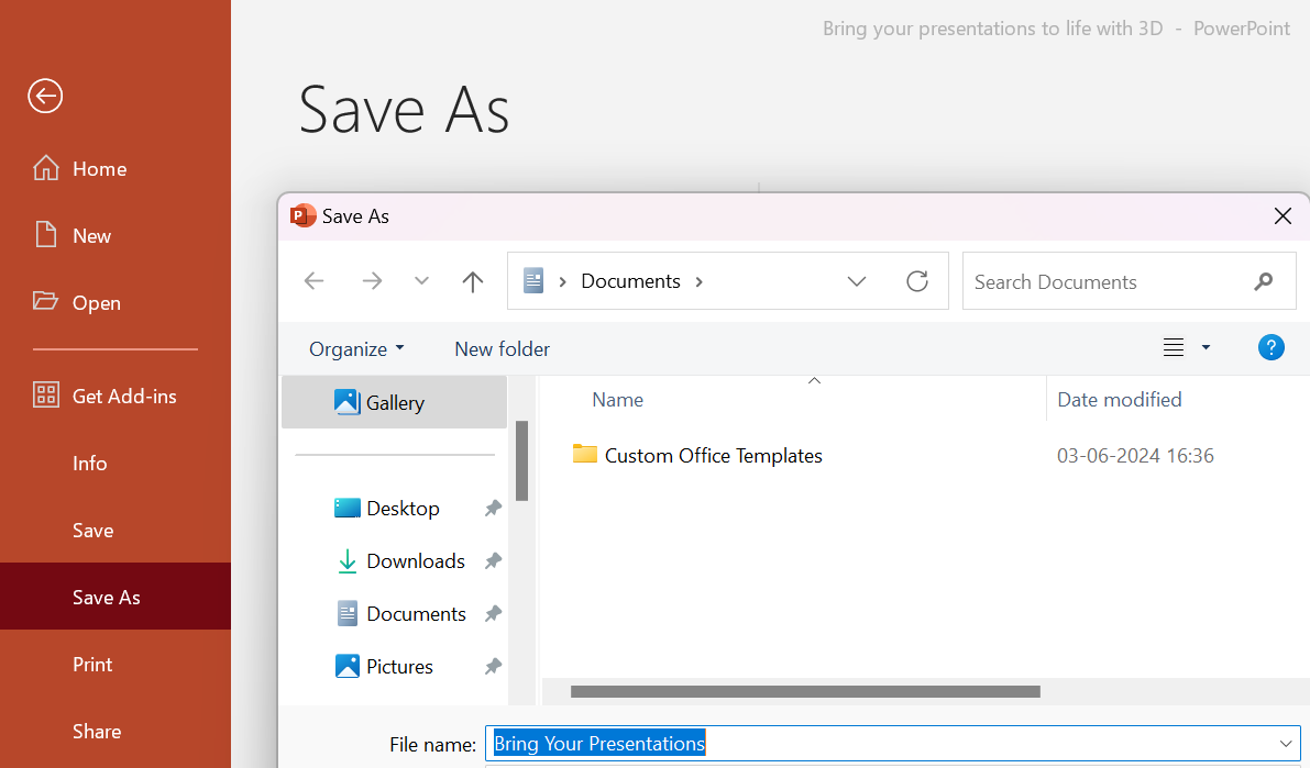 how to save powerpoint as a presentation