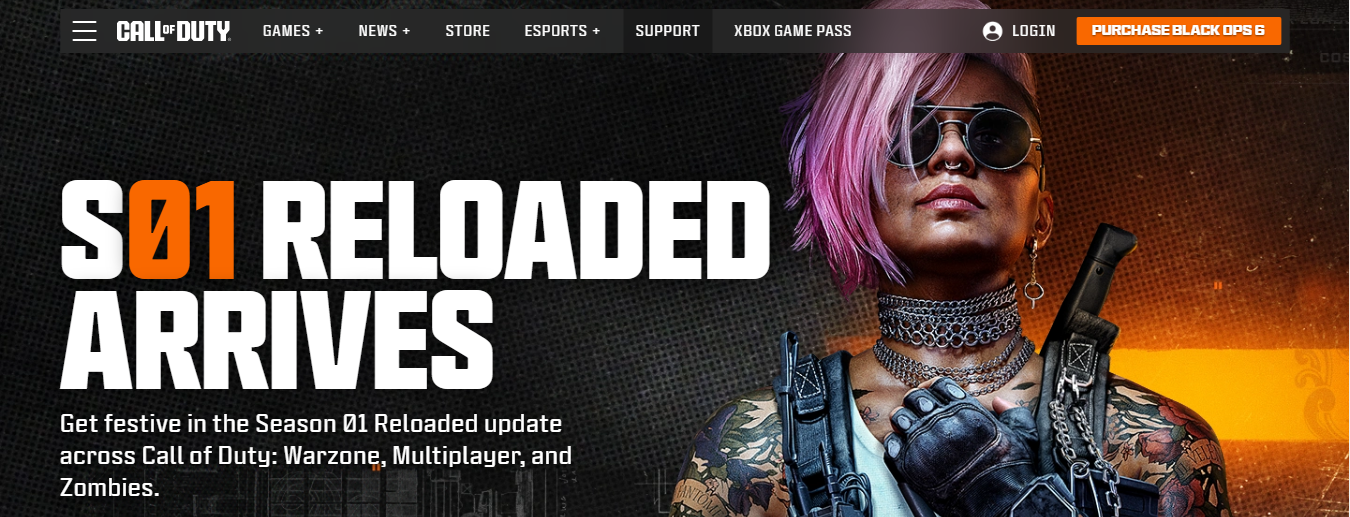 Call of Duty's homepage